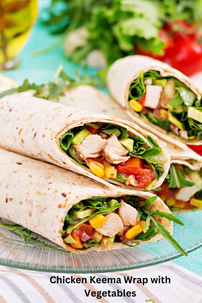 a group of tortilla wraps with chicken and vegetables
