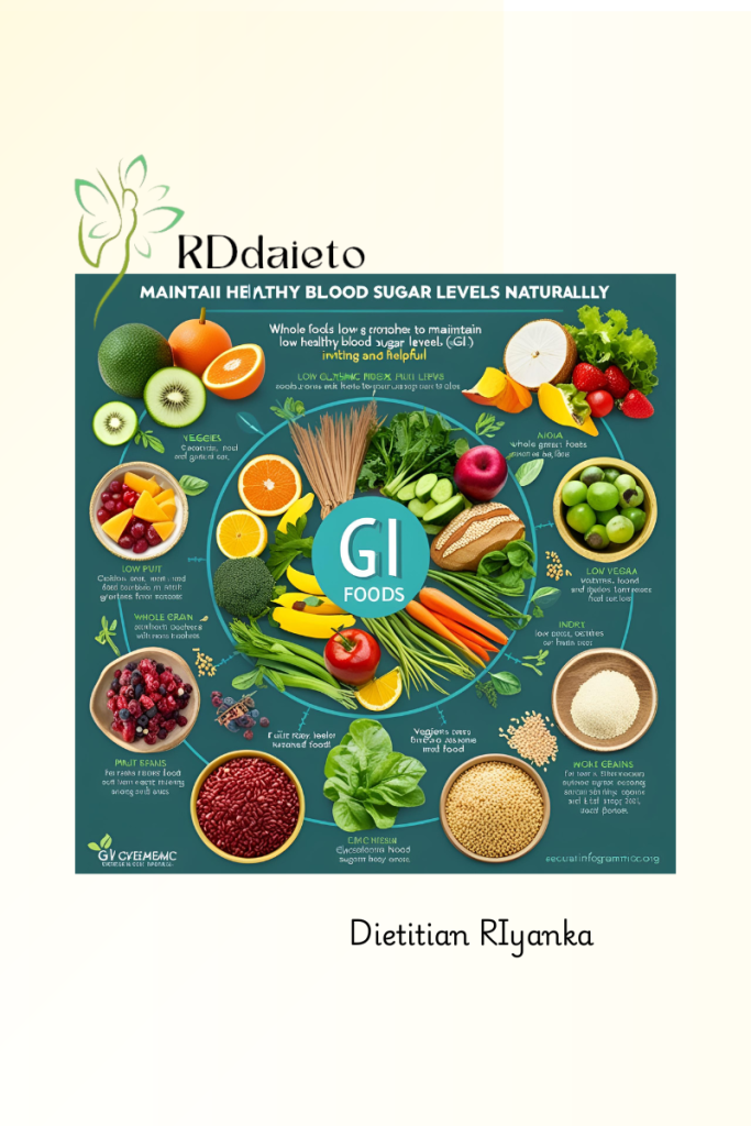 Balanced low glycemic Indian meal plate with vegetables dal and whole grains